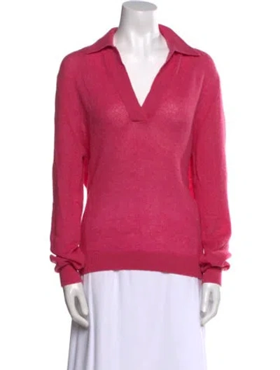 Pre-owned Khaite Cashmere V-neck Sweater In Pink
