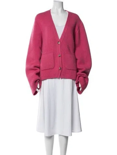 Pre-owned Khaite Cashmere V-neck Sweater In Pink
