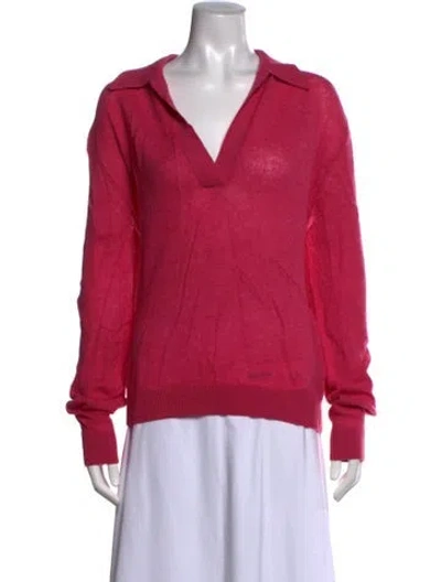 Pre-owned Khaite Cashmere V-neck Sweater In Pink