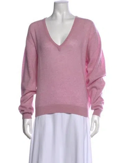 Pre-owned Khaite Cashmere V-neck Sweater In Purple