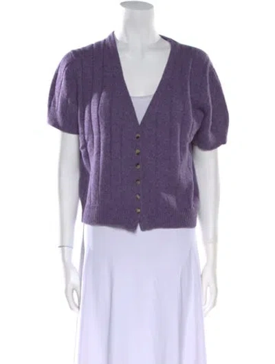 Pre-owned Khaite Cashmere V-neck Sweater In Purple