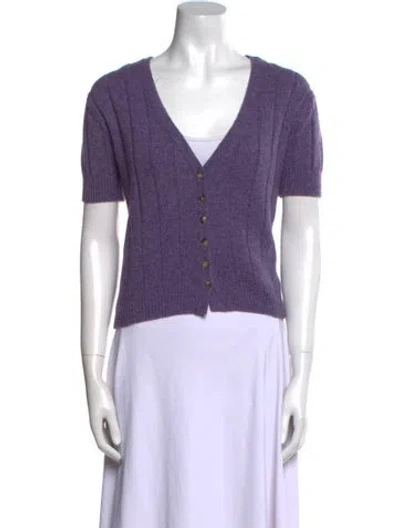 Pre-owned Khaite Cashmere V-neck Sweater In Purple