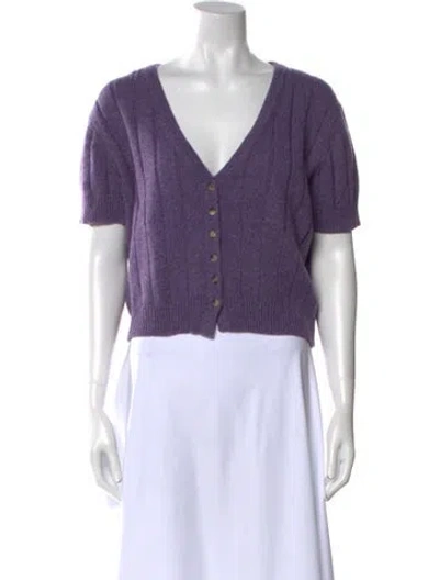 Pre-owned Khaite Cashmere V-neck Sweater In Purple
