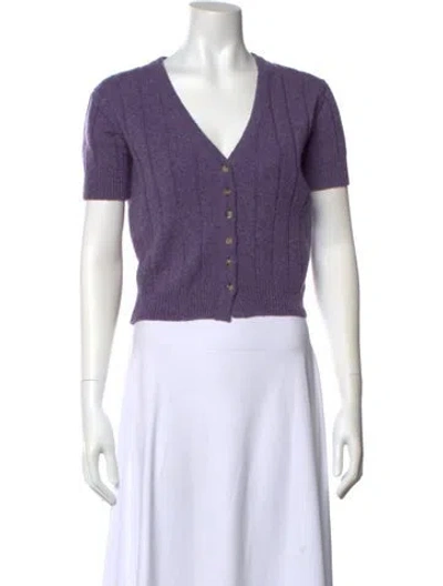 Pre-owned Khaite Cashmere V-neck Sweater In Purple