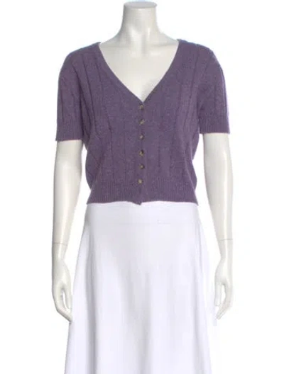Pre-owned Khaite Cashmere V-neck Sweater In Purple