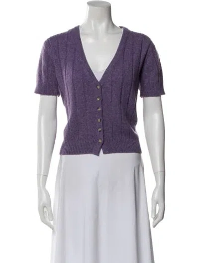 Pre-owned Khaite Cashmere V-neck Sweater In Purple