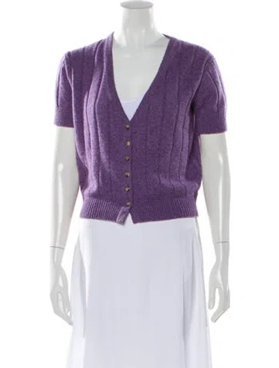 Pre-owned Khaite Cashmere V-neck Sweater In Purple