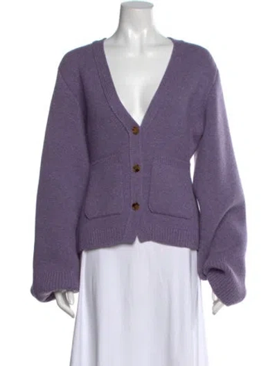 Pre-owned Khaite Cashmere V-neck Sweater In Purple