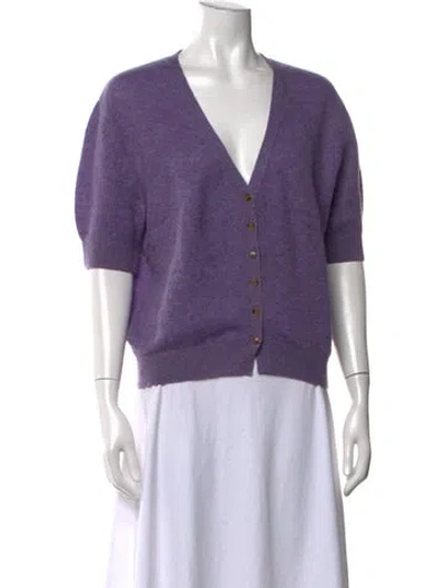 Pre-owned Khaite Cashmere V-neck Sweater In Purple