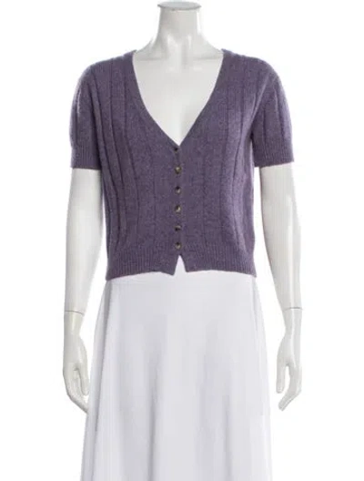 Pre-owned Khaite Cashmere V-neck Sweater In Purple