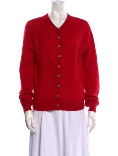 Pre-owned Khaite Cashmere V-neck Sweater In Red