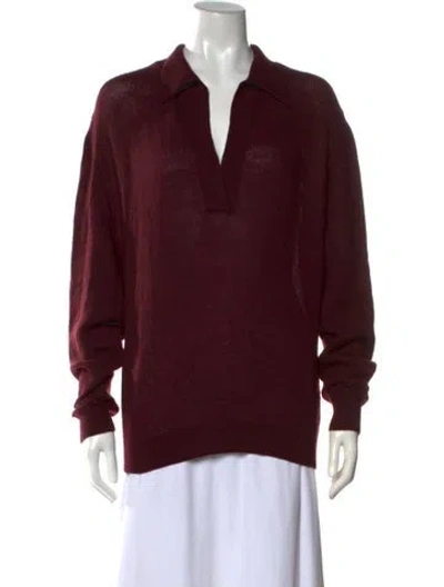 Pre-owned Khaite Cashmere V-neck Sweater In Red