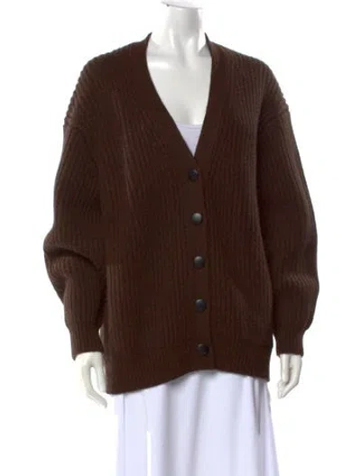 Pre-owned Khaite Cashmere V-neck Sweater W/ Tags In Brown
