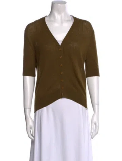 Pre-owned Khaite Cashmere V-neck Sweater W/ Tags In Green