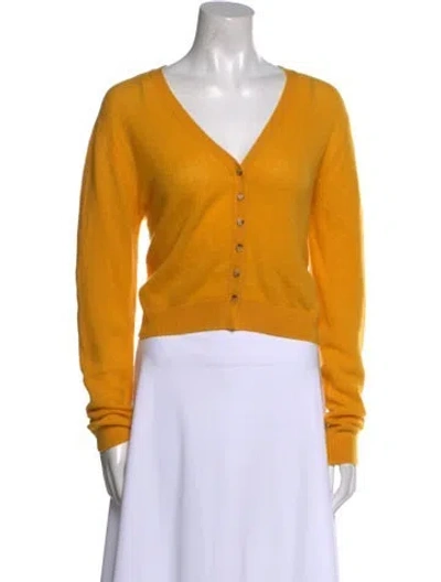 Pre-owned Khaite Cashmere V-neck Sweater In Yellow