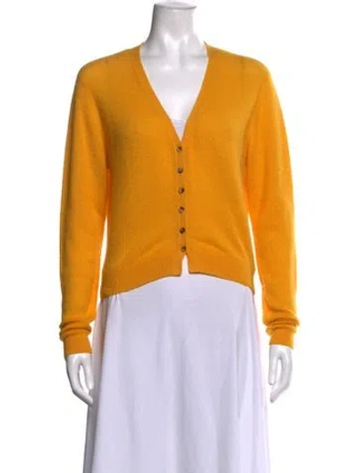 Pre-owned Khaite Cashmere V-neck Sweater In Yellow