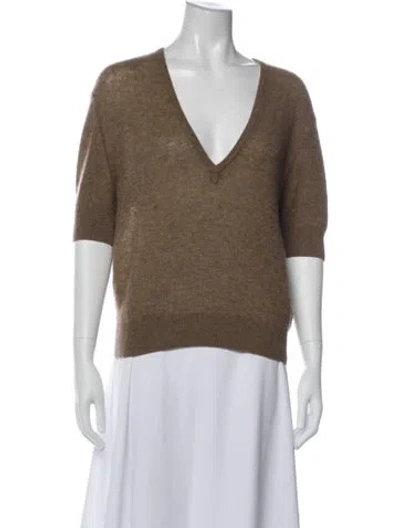 Pre-owned Khaite Cashmere V-neck Top In Brown