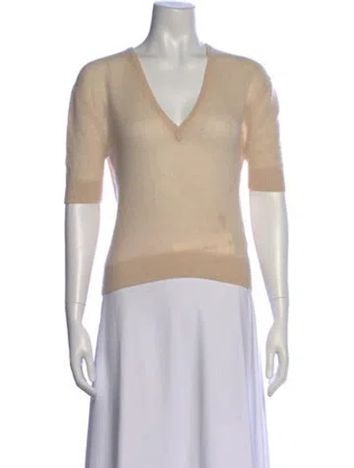 Pre-owned Khaite Cashmere V-neck Top In Neutral