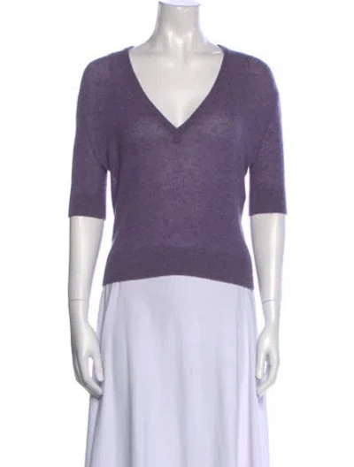 Pre-owned Khaite Cashmere V-neck Top In Purple