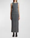 Khaite Cassette Pleated Wool Dress In Sterling