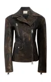 Khaite Catalina Distressed Leather Jacket In Brown