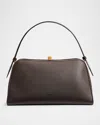 Khaite Cate Textured Leather Top Handle Bag In 950 Dark Brown