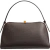 Khaite Cate Textured Leather Top Handle Bag In Dark Brown 950