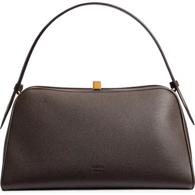 Khaite Cate Frame Leather Top-handle Bag In Dark Brown