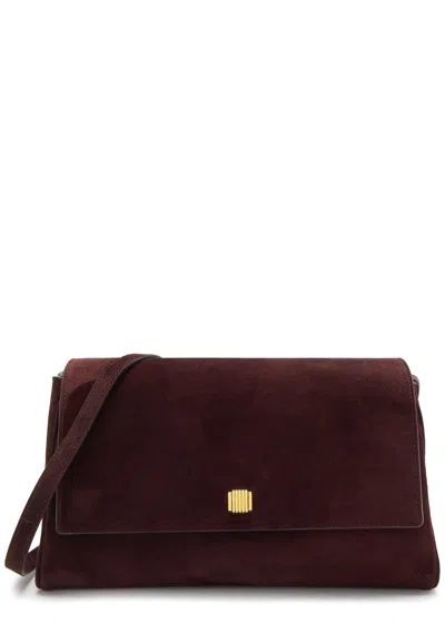 Khaite Cate Suede Cross-body Bag In Burgundy