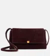 Khaite Cate Suede Shoulder Bag In Burgundy