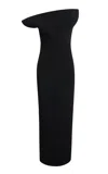 Khaite Cato Double Face Crepe Long Dress In Black