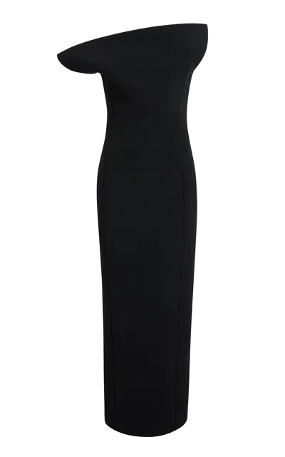Khaite Cato Double Face Crepe Long Dress In Black