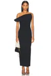 Khaite Sato One-shoulder Velvet Midi Dress In Black