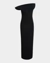 Khaite Cato Double Face Crepe Long Dress In Black