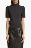 Khaite Cecil Short Sleeve Cashmere Sweater In Storm