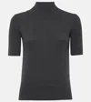 Khaite Cecil Short Sleeve Cashmere Sweater In Grey