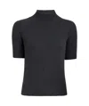 Khaite Cecil Short Sleeve Cashmere Sweater In Black