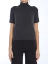 Khaite Cecil Short Sleeve Cashmere Sweater In Grey