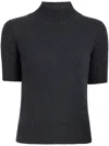 Khaite Cecil Short Sleeve Cashmere Sweater In Grey