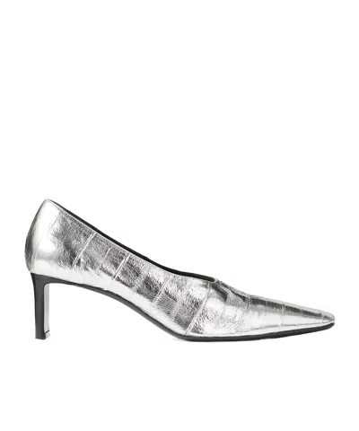 Khaite Cecilia Metallic Leather Pumps In White