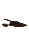 Khaite Cecilia Suede Slingback Flat Sandals In Black