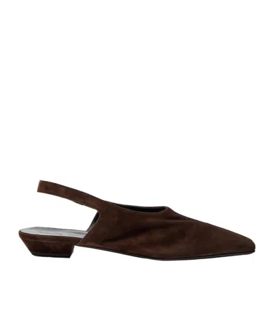 Khaite Cecilia Suede Slingback Flat Sandals In Black