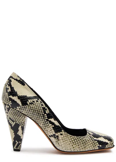 Khaite Cedar 90 Python-effect Leather Pumps In Neutral