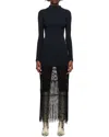 Khaite Cedar High Neck Fringed Dress In Black