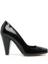 Khaite 90mm Cedar Open Toe Leather Pumps In Black