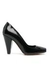 Khaite 90mm Cedar Open Toe Leather Pumps In Black