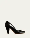 Khaite 90mm Cedar Open Toe Leather Pumps In Black