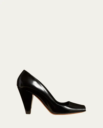 KHAITE CEDAR LEATHER SQUARE-TOE PUMPS