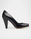 Khaite 90mm Cedar Open Toe Leather Pumps In Black
