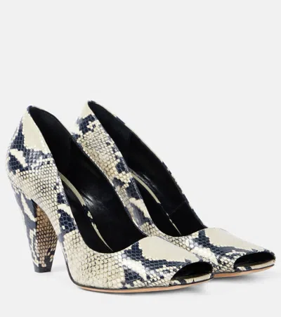 KHAITE CEDAR SNAKE-EFFECT LEATHER PUMPS